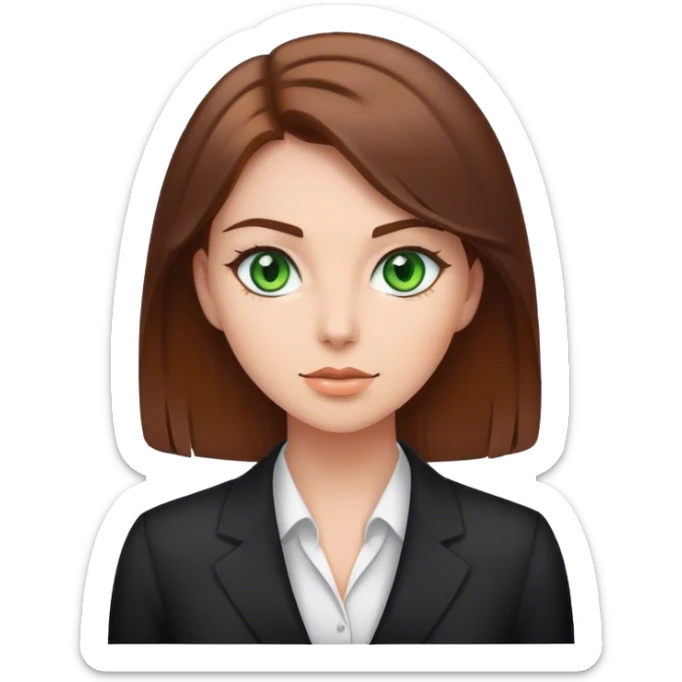Business girl with green eyes and brown hair sticker