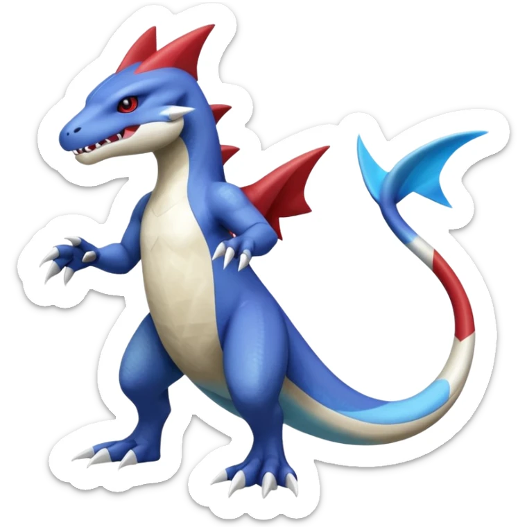 Shiny Koraidon-Latios-Marowak-Gabite-Fakémon-hybrid-creature (full body)  sticker