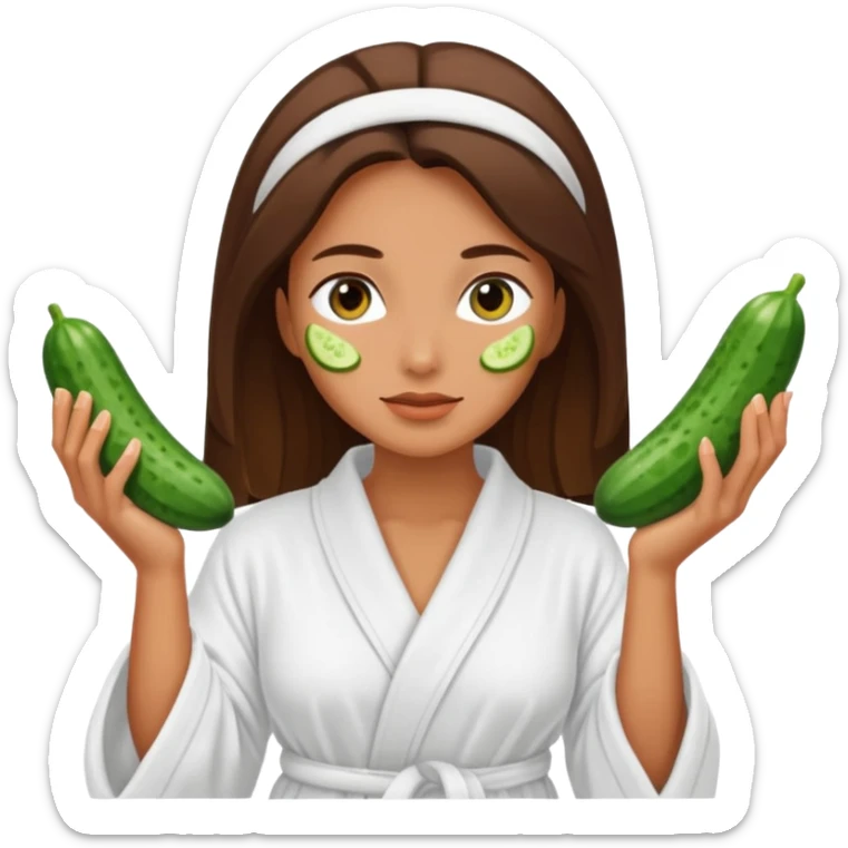 woman at the spa with cucumbers on her eyes and tan skin tone sticker