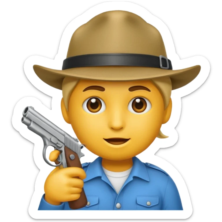 As un emoji que se vea la cabeza nada más con una gorra de lado y que no tenga aspecto infantil con una pistola  sticker