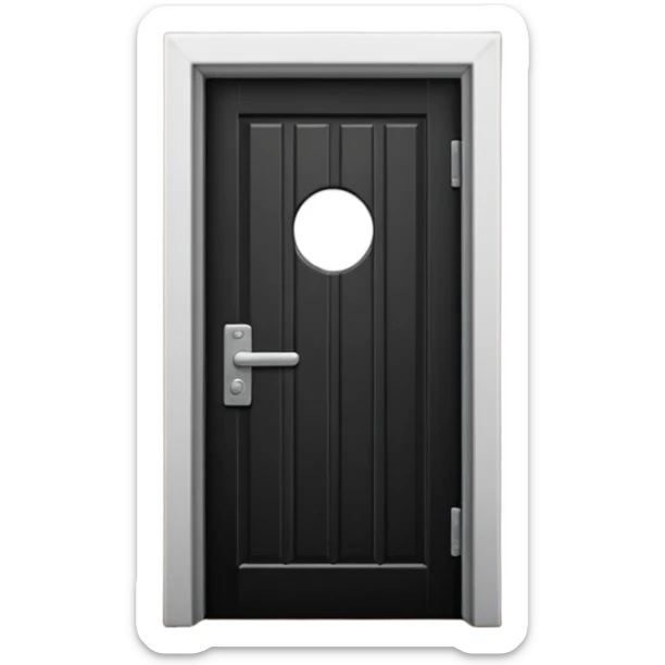 Minimalist emoji-style sticker of a closed door with a long shadow visible under the gap. Black and white, strong silhouette style.
 sticker