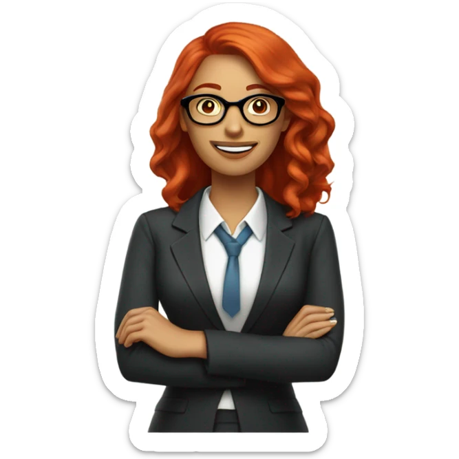 red hair woman nutritionist with glasses happy thinking money sticker