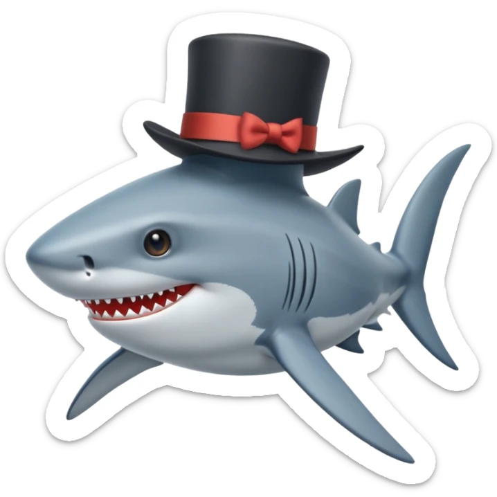Shark with a top hat sticker