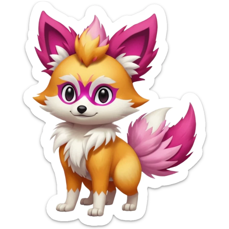 Electric snowy white pink magenta feathery Fennekin-Growlithe-Electrike-fusion (full body) sticker