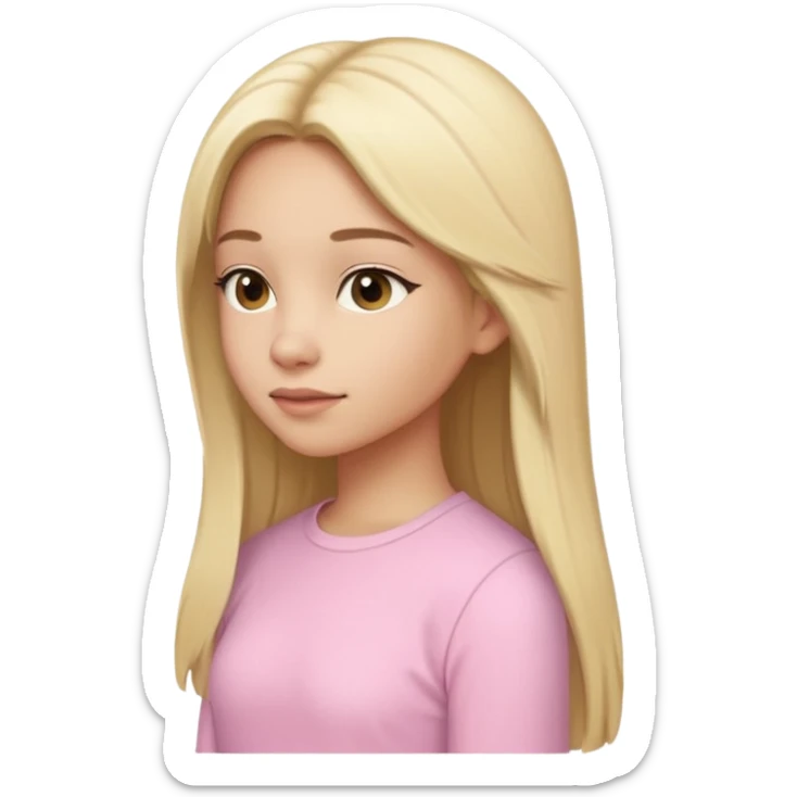 girl in light pink clothes, blonde with long straight hair, side view, variation 4 sticker