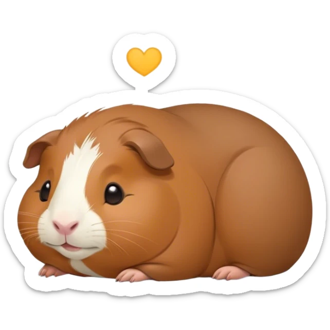 Meme-Worthy Cute Sleeping Brown Guinea Pig Portrait Emoji, Head resting peacefully with a contented smile, showcasing a delightfully chubby build and a luxuriously soft brown coat, eyes shut in a serene, cozy nap, Simplified yet hilariously adorable features, highly detailed, glowing with a soft, drowsy light, high shine, relaxed and utterly lovable, stylized with an air of playful laziness, bright and heartwarming, soft glowing outline, capturing the essence of a comically sleepy guinea pig, so meme-worthy it feels like it could instantly become the next viral sensation of adorable slumber! sticker
