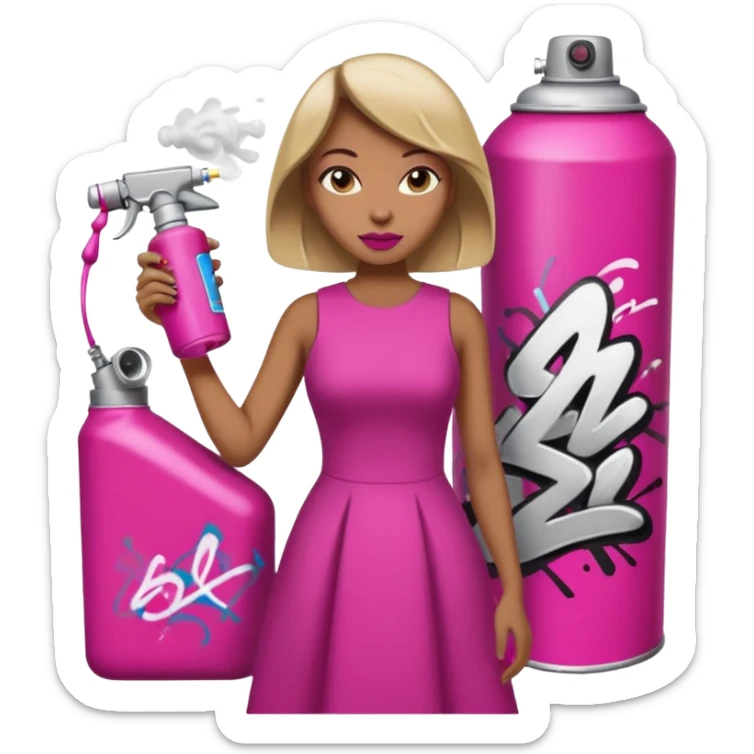 emoji della madonna vestita di fucsia con una bomboletta spray per fare i grafiti
 sticker