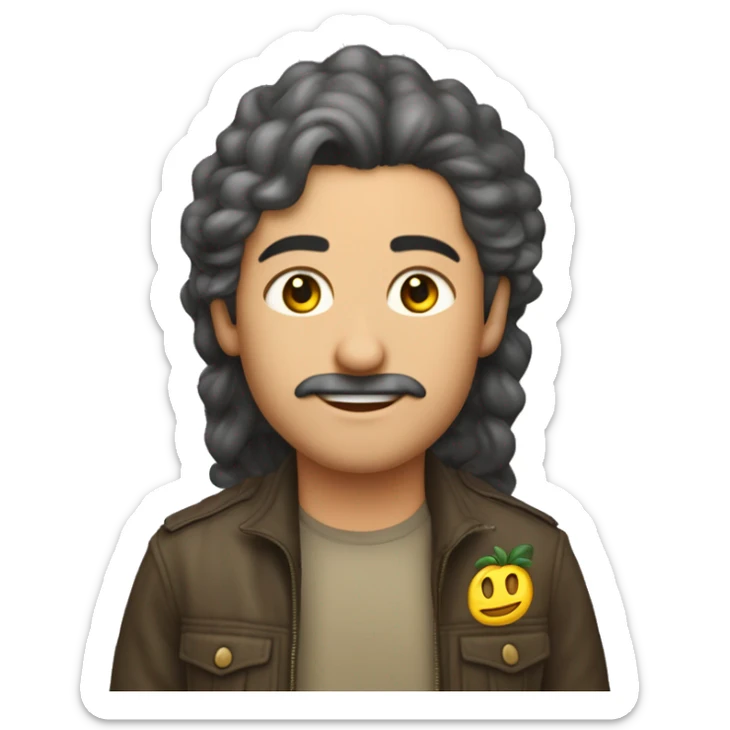 Çok yemek yemiş ağzımdan yemek akan gözleri kalp saçları kıvırcık emoji sticker