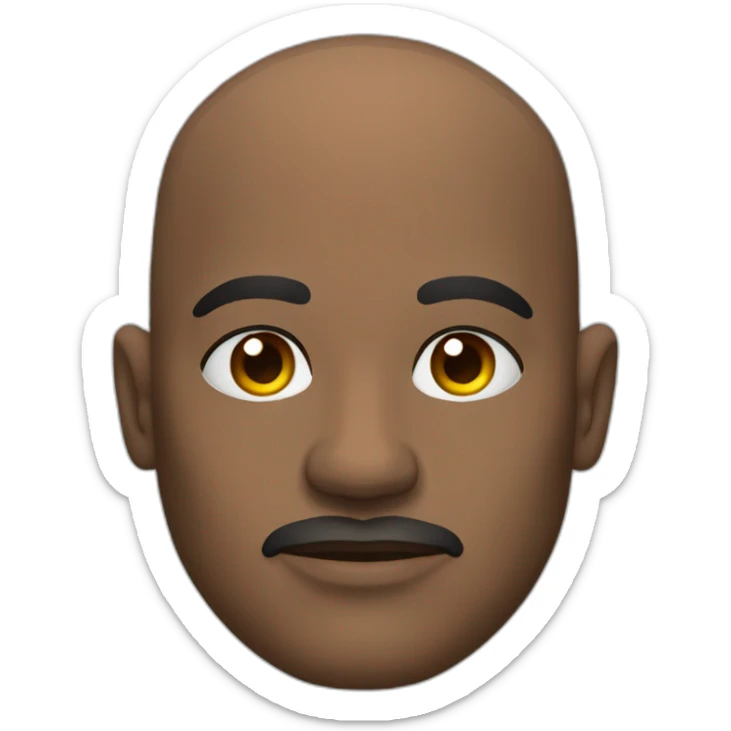 A black 50 year old bald man with Tribal tattoo on the side of his face above his left eye sticker
