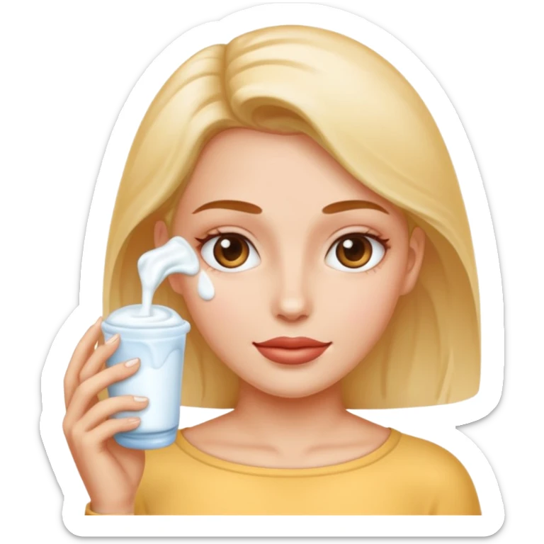 U ne visage de femme avec du lait gluant et un peu translucide étalé partout sur elle sticker