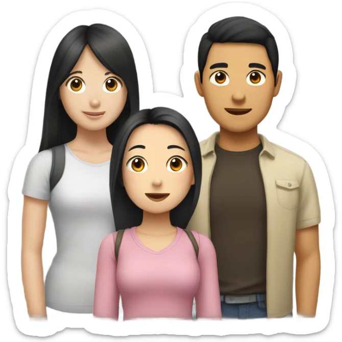 Three best friends: one Asian guy, one girl with straight black hair, and one girl with light brown hair. sticker