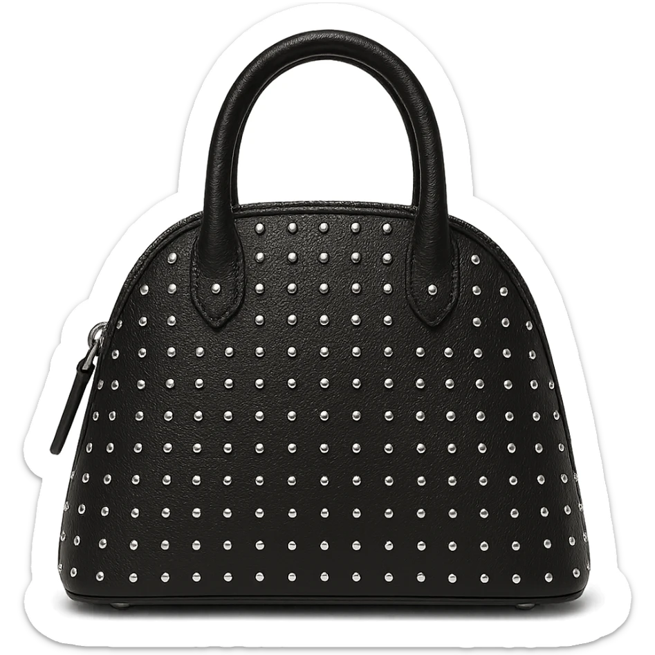 Alaïa Teckel bag, close-up of the studded leather texture, luxury fashion detail, minimalist, on white background sticker