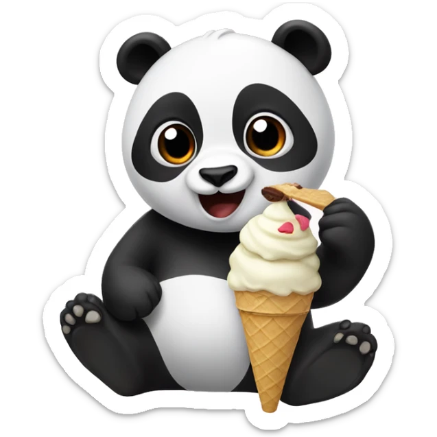 Panda eating ice cream sticker