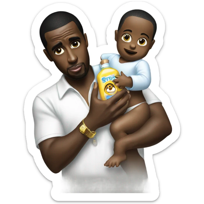 p diddy holding baby oil sticker