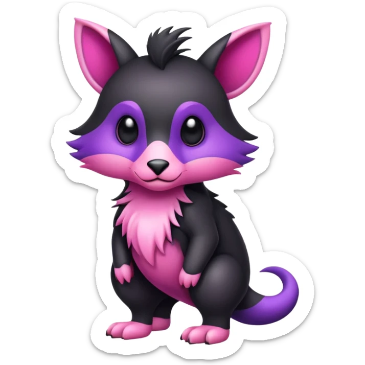 Cool Edgy realistic Black-pink-purple Trico-animal-creature full body sticker
