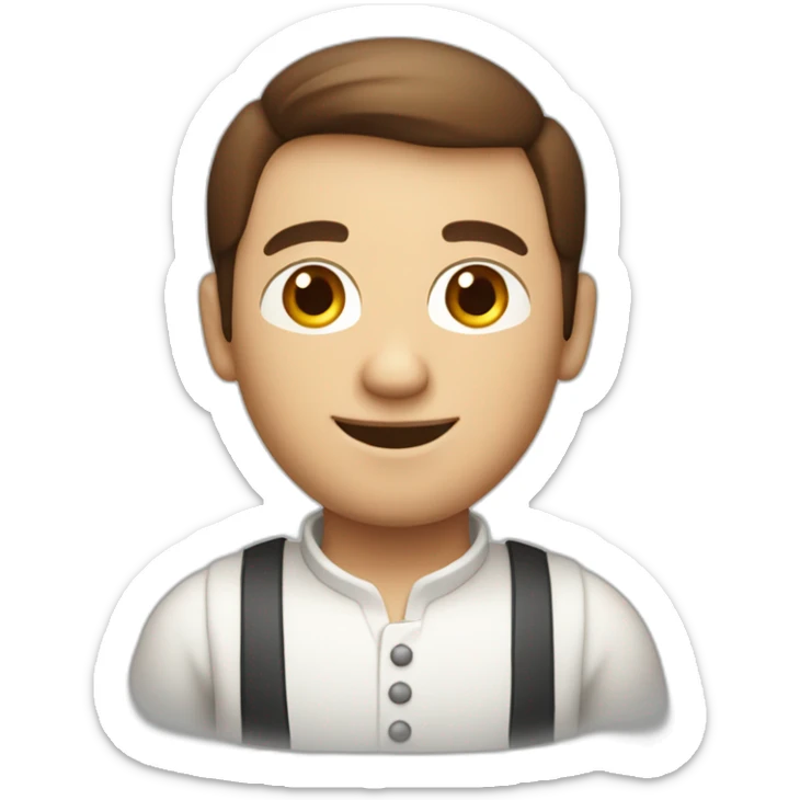 brown hair white skin Waiter with a pot belly serving bottles of beer sticker