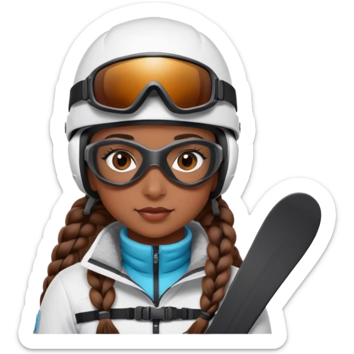 Brown hair girl with braids and a ski helmet and ski goggles  sticker