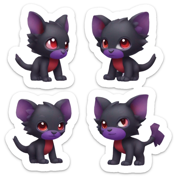 Cute cool dark black red purple animal hybrid Fakemon full body sticker