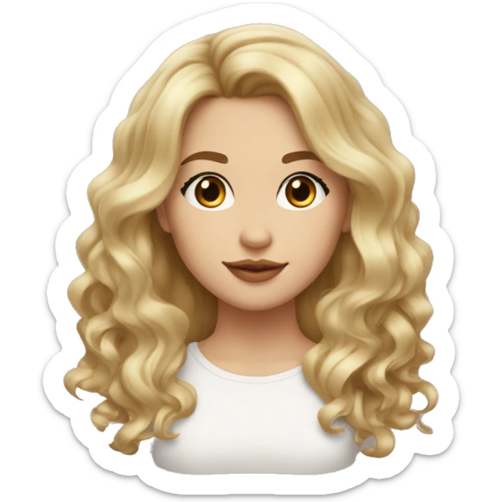 girl, caucasian, dark brown eyes, full lips, round face, small nose, wavy hair, balayage brown to blonde sticker