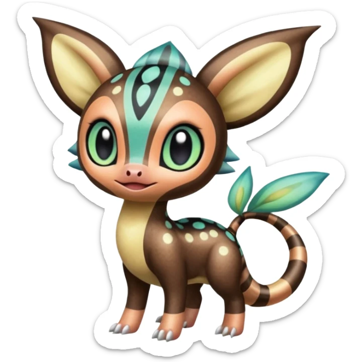 Colorful Exotic Striped Spotted Dotted dusted Glossy Shiny Meloetta-Vernid-Trico-Toothless-Kirby-Fakémon-creature-hybrid sticker