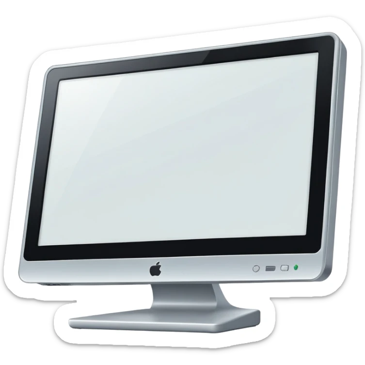 A flat-style illustration of a computer monitor . The monitor is sleek and modern, rendered in minimal detail. Clean, cartoon style, white background, iOS emoji aesthetic. sticker