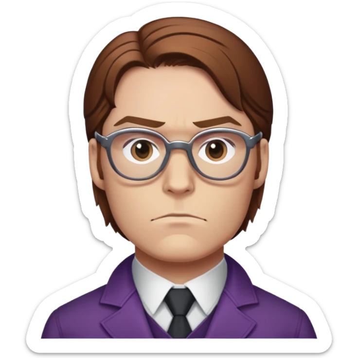 Helmut Zemo with brown hair and glasses, villain from Marvel's Captain America Civil War, serious expression sticker
