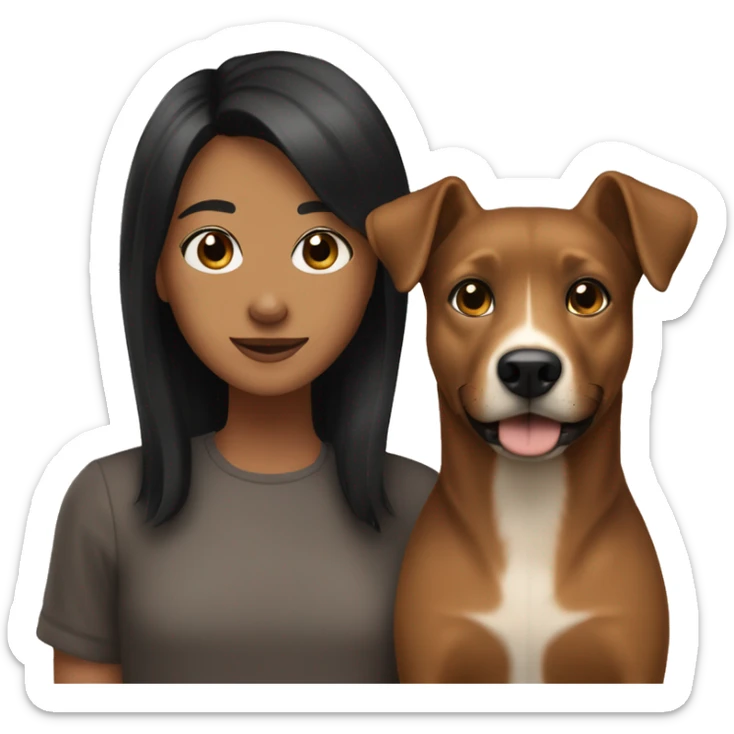 My brown dog and me whit black hair and light brown skin sticker