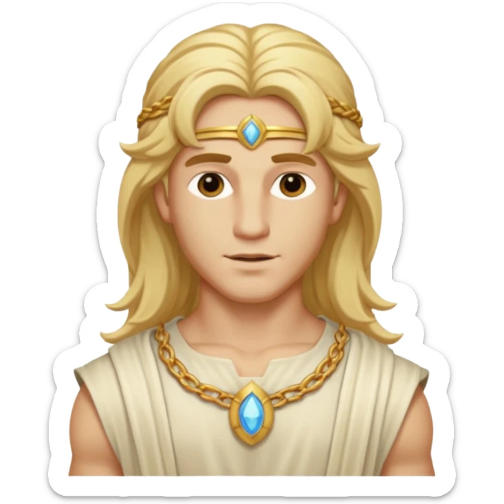 Adonis, God of Beauty from Gods and Goddesses with long golden blonde hair, cream outfit sticker