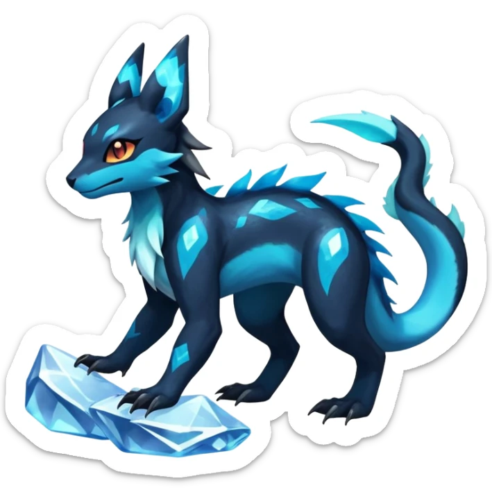 Colorful Dark Shiny Exotic Salandit-Aurorus-Glaceon-Umbreon-Fakémon-hybrid-creature (full body)  sticker