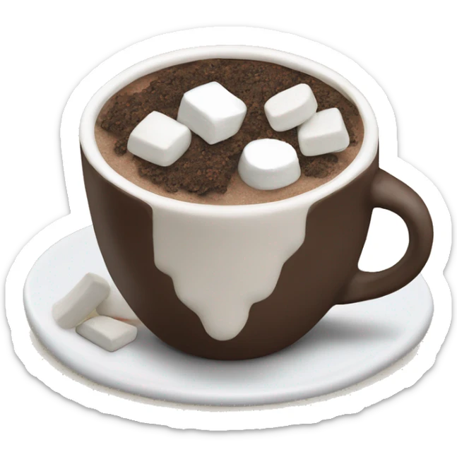 A cup of hot chocolate with marshmallows and Oreo cookie crumbs and frosting   sticker