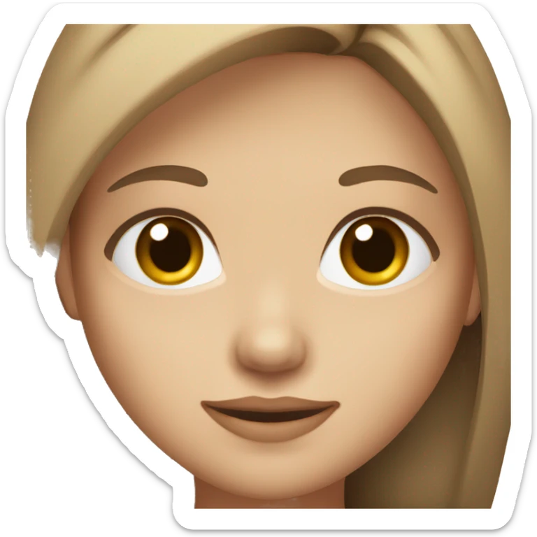 Girl emoji with light brown hair, dark brown eyes and white colored skin sticker