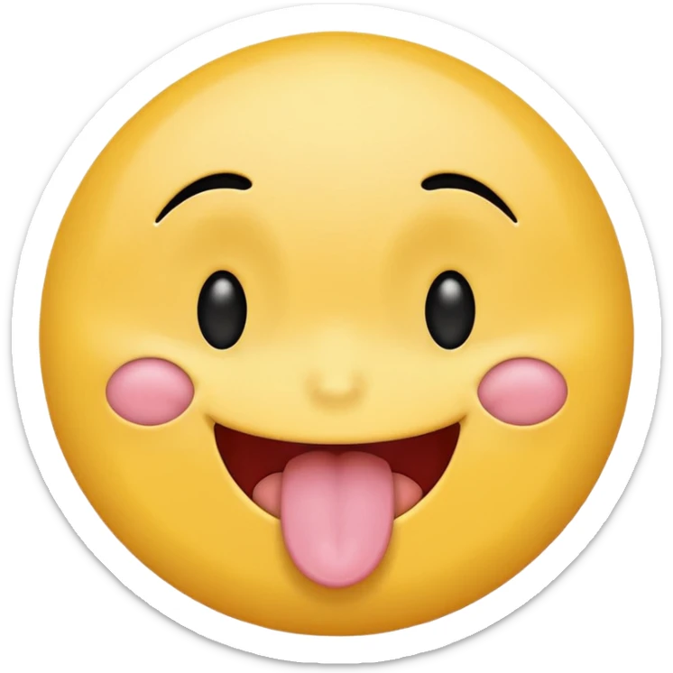 original emoji look yellow circle with one eye closed tongue out  sticker