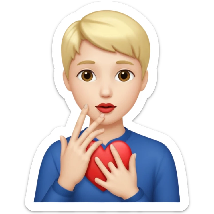 Un bonhomme qui fait un bisous et un cœur avec les doigts  sticker