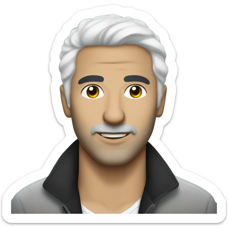 Create an emoji of singer Boaz Sharabi with some white hair and stubble instead of a beard sticker