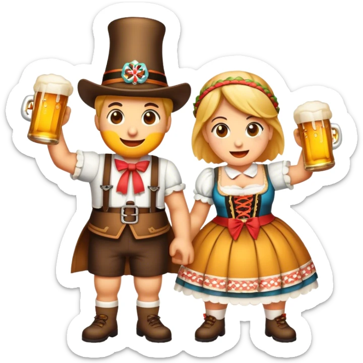 Cinematic Realistic Oktoberfest Pop Culture Emoji, depicting a vibrant celebration with beer, music, and traditional costumes rendered with dynamic textures and festive lighting. sticker