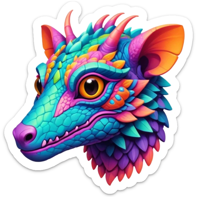 Dark vibrant pastel bright neon colorful edgy exotic painted Fakémon-Pokémon-Vernid-creature sticker