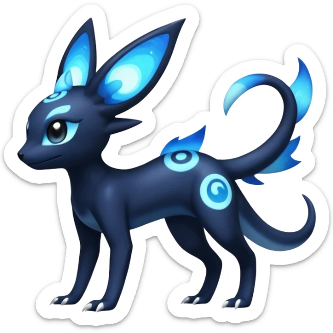 Nebulae Salandit-Meowstic-Umbreon-Fakémon-hybrid-creature (full body)  sticker