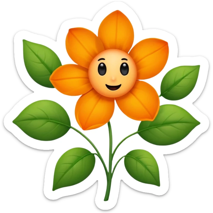 Green stem, white bud with black cartoony face: ;p. And six heart shaped yellowish orange petals sticker