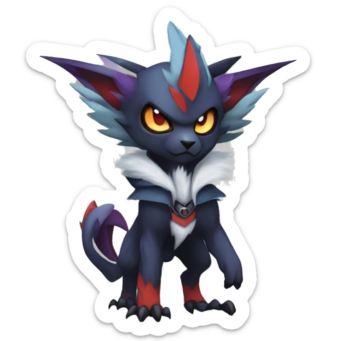 Cool Dark Edgy Absol-Noivern-Quilava-Litten-Pokémon with edgy stripes hoodie spiked collar punk Full Body sticker