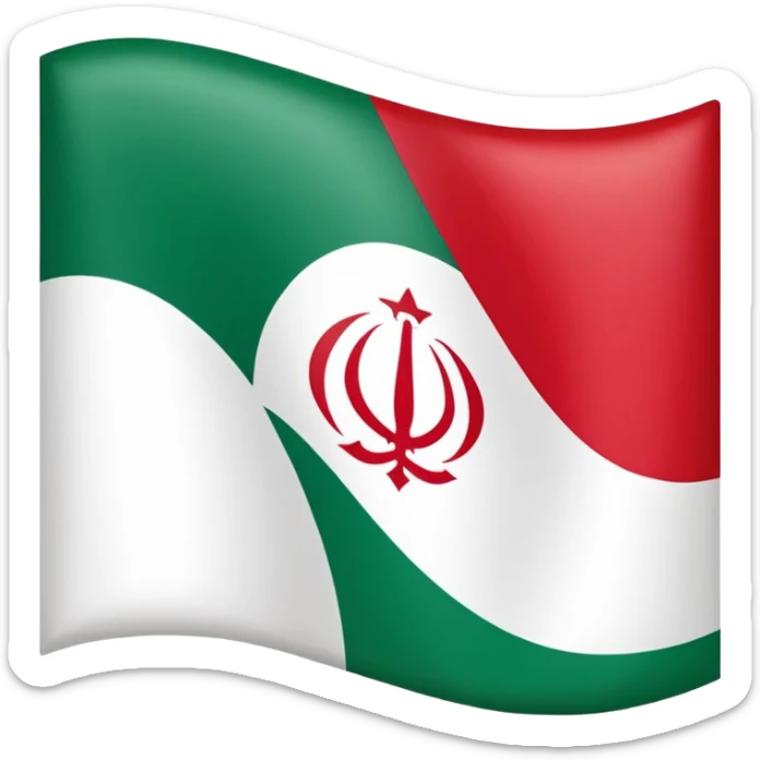 square iranian flag green white and red, green on top  whiite in middle red at the botto,, sticker