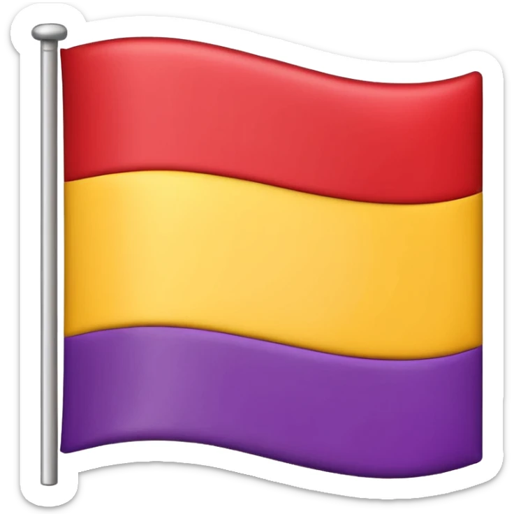 Un emoji de una bandera con tres franjas horizontales iguales, la de arriba roja, la del medio amarilla y la de abajo morada sticker