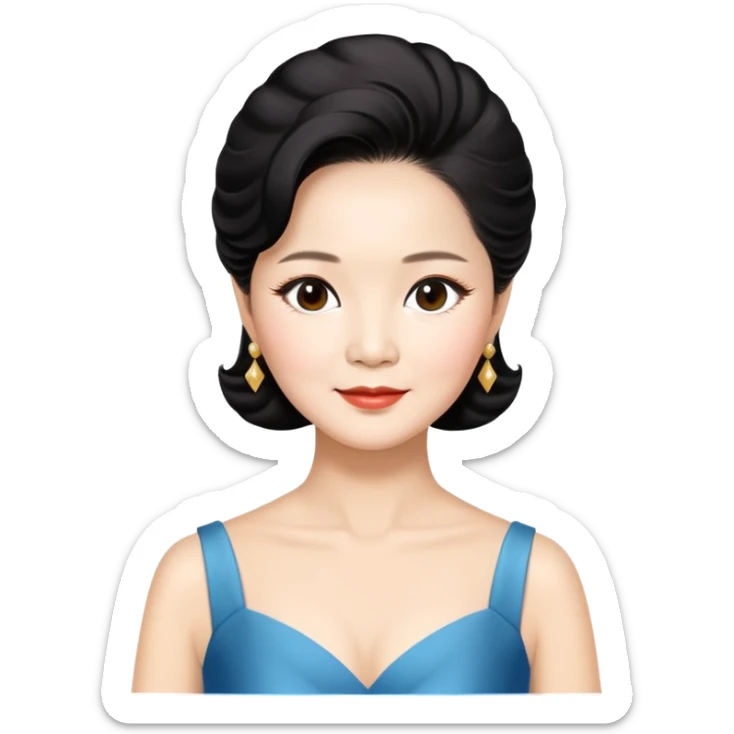 Teresa Teng famous Chinese singer with classic hairstyle, chest up portrait sticker