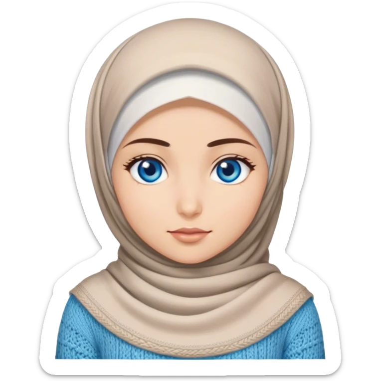 Turkish beautiful finish Konya girl blue eyes with hijab and knited dress sticker