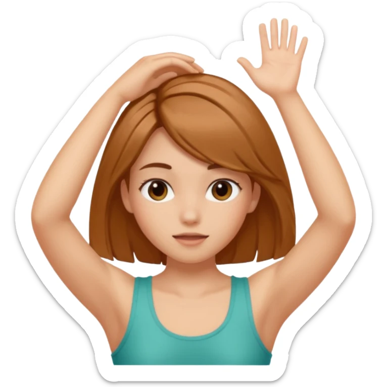 girl with armpit length hair and has peekaboo hair color model  sticker