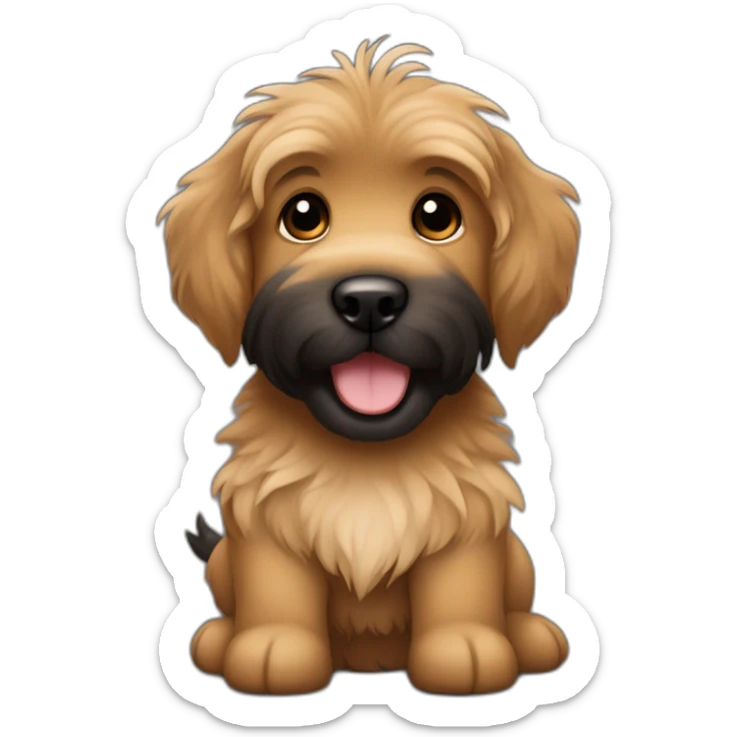 bouvier fawn brown and black puppy face very long hair smiling sticker