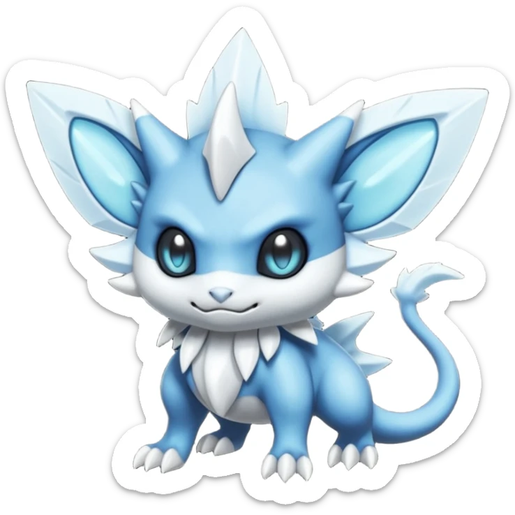 Elemental shady edged scaled murky dark dusky mechanical frosty fairy-like fantasy epic rare Glalie-Sneasel-Togetic-Pokémon-Fakémon-hybrid-creature sticker