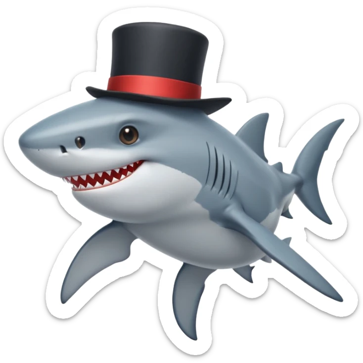 Shark with a top hat sticker