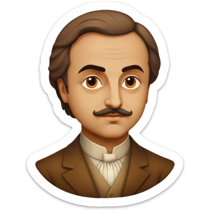 Cinematic Realistic Khalil Gibran Portrait Emoji, depicted as a poetic visionary with gentle thoughtful eyes in classic attire, rendered with soft textures and warm ethereal lighting that captures his literary spirit. sticker