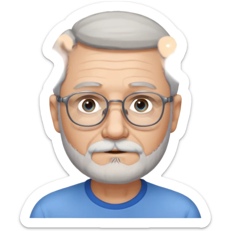 Create me an emoji of an old man. Gray short size hair. Gray beard. Glasses. Blue eyes sticker