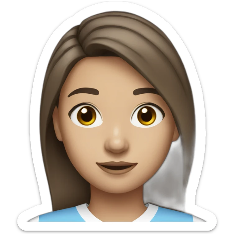 girl with short wavey brown hair and eyes wearing Manchester City football shirt sticker